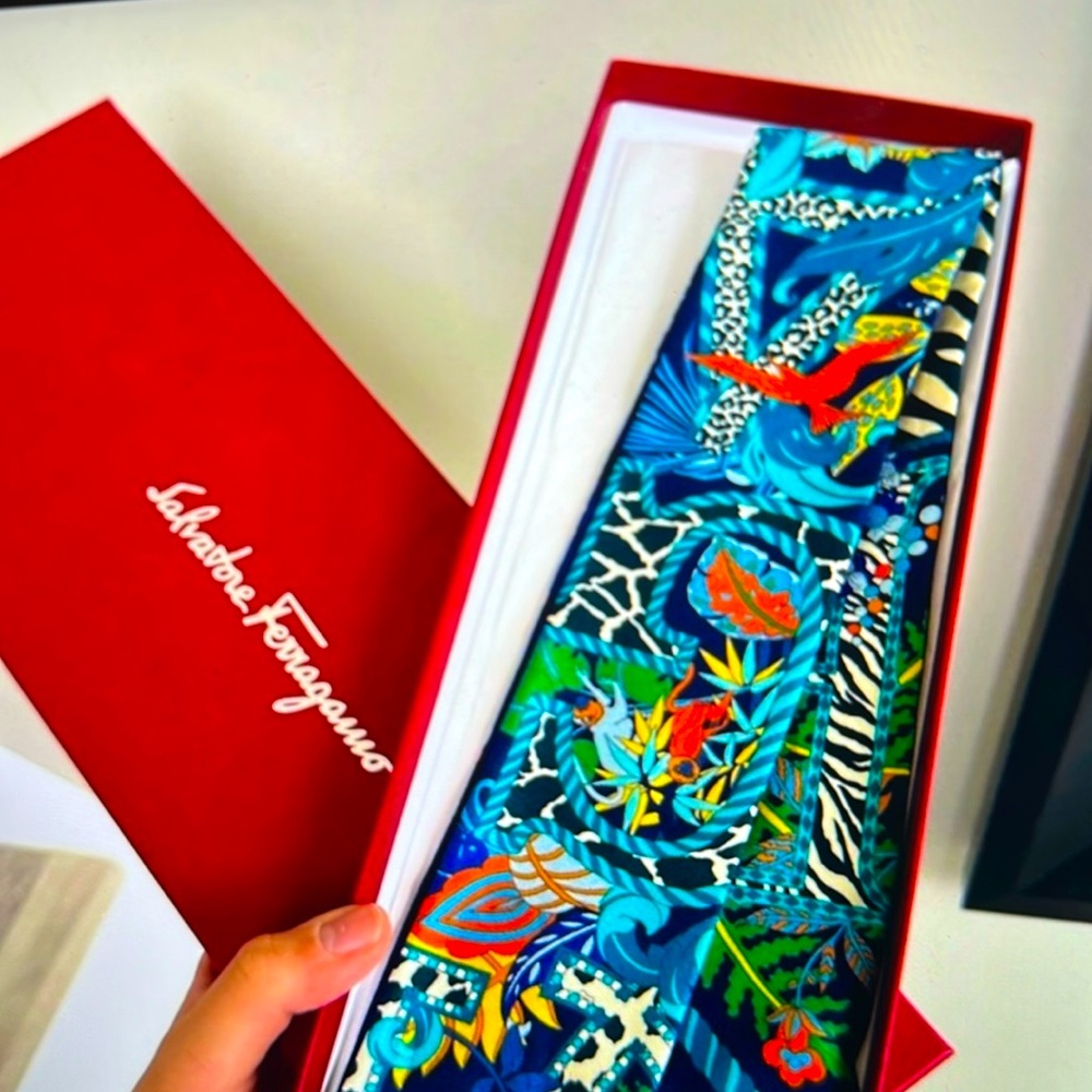 Salvatore Ferragamo Jungle silk 2 sided twill scarf